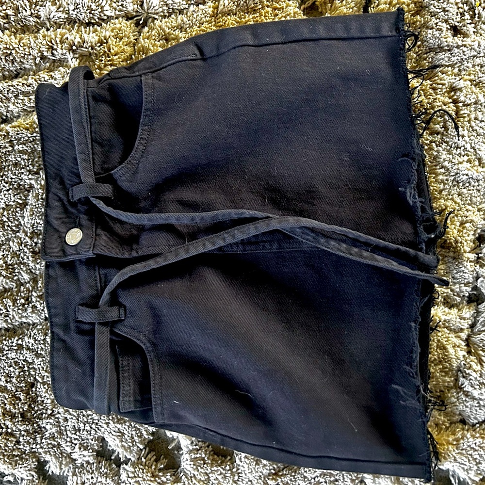 Black denim skirt